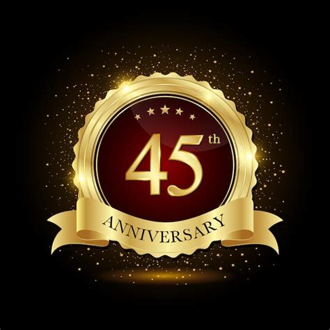 Premium Vector 45th Anniversary Golden Emblem Design For Birthday