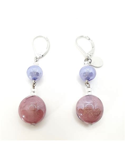 Boucles d oreilles verre de Murano perle artisans italiens fait à la main