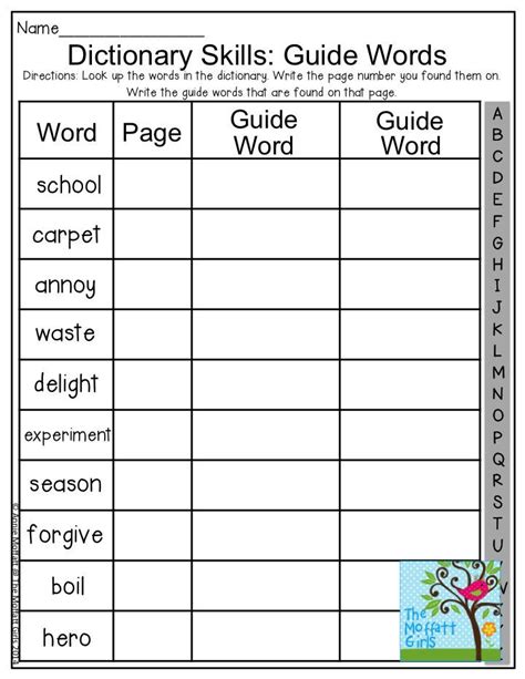 Use A Dictionary Worksheet