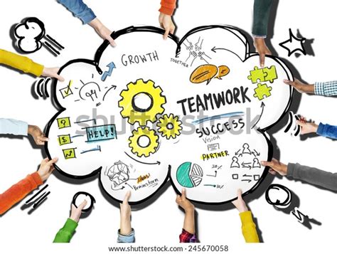 teamwork team  collaboration people holding stock photo