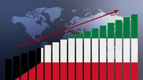 Premium Photo Kuwait Flag On Bar Chart Concept With Increasing Values