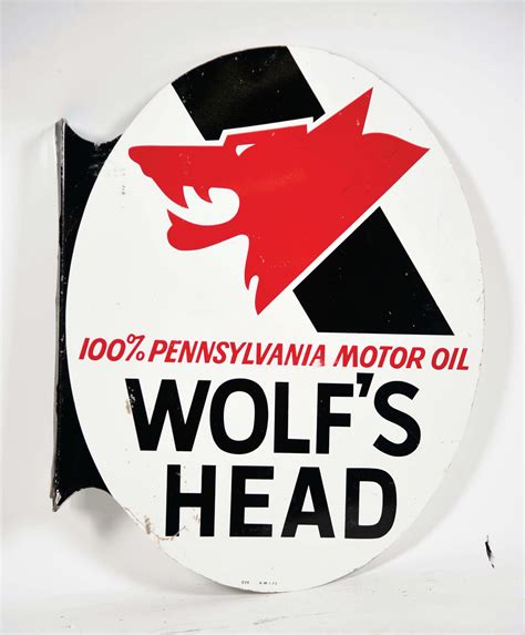 Lot Detail Wolf S Head Motor Oil Tin Service Station Flange Sign W