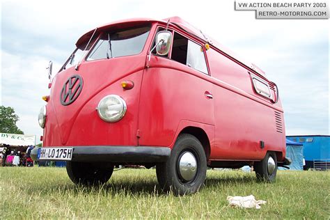 Red VW Type 2 Split Screen Panel Van VW Action Beach Party 2003 Retro