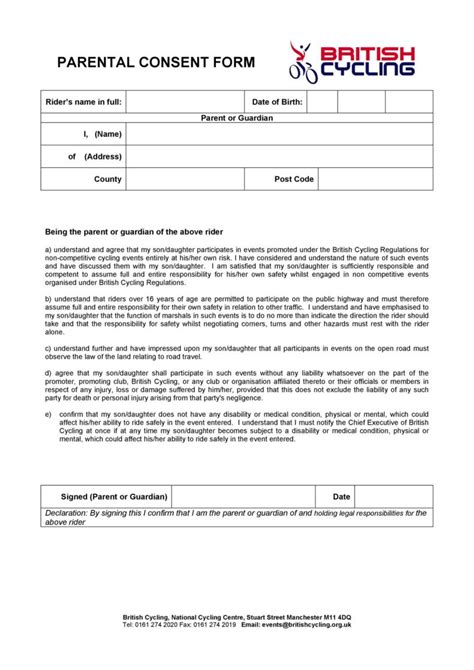 50 Printable Parental Consent Form And Templates Templatelab