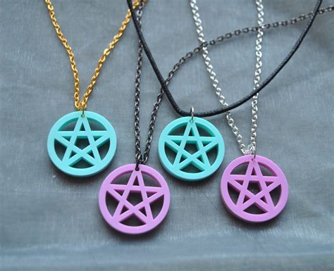 Pastel Pentagram Necklace Pentagram Necklace Pagan Witch