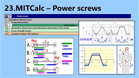 Power Screw Calculation And Design MITCalc 23 YouTube