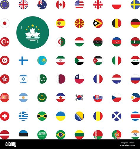 Macau Round Flag Icon Round World Flags Vector Illustration Icons Set