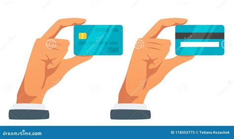 Hand Holding Credit Card Stock Vector Illustration Of Blue