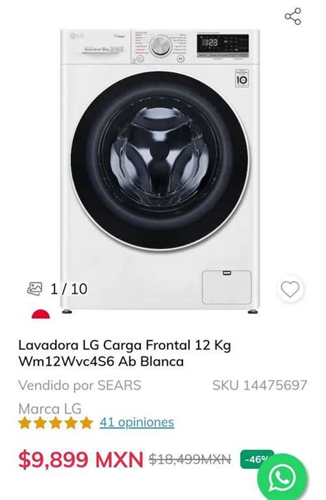 Sears Lavadora Lg Carga Frontal Kg