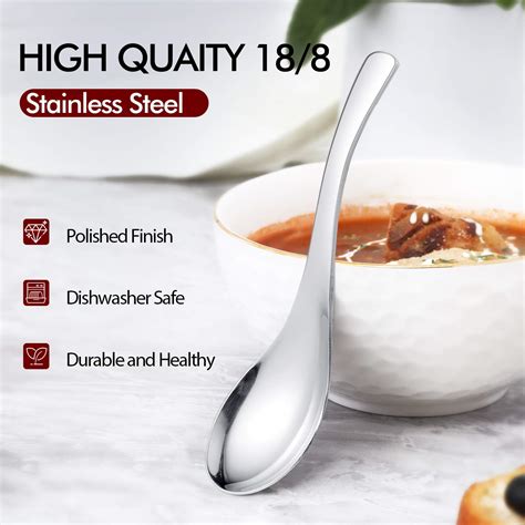 Hiware Thick Heavy Weight Soup Spoons High Grade Stainless Steel Soup Spoons Table Spoons Set