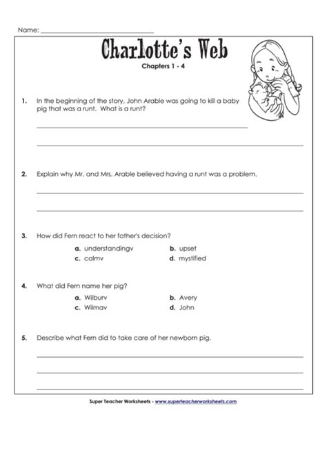 Charlottes Web Chapter 5 Worksheet