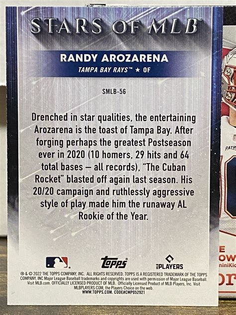 Topps Stars Of Mlb Chrome Smlbc Randy Arozarena Tampa Bay Rays