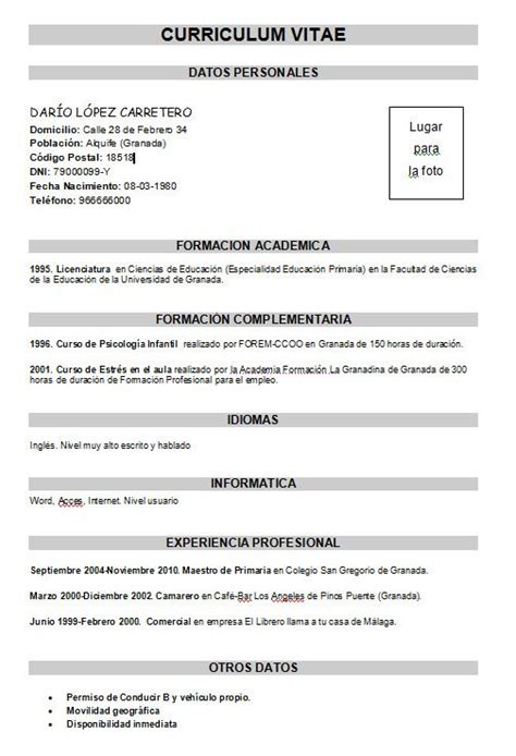 Ejemplo Curr Culum B Sico Modelo Curriculum Ejemplos De Curriculum