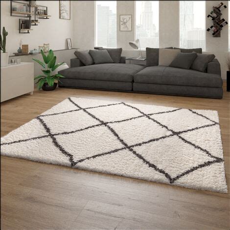 Paco Home Hochflor Teppich Wohnzimmer Shaggy Langflor Skandinavisches