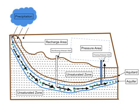 Sketch a simple cross section of an artesian system with a f | Quizlet