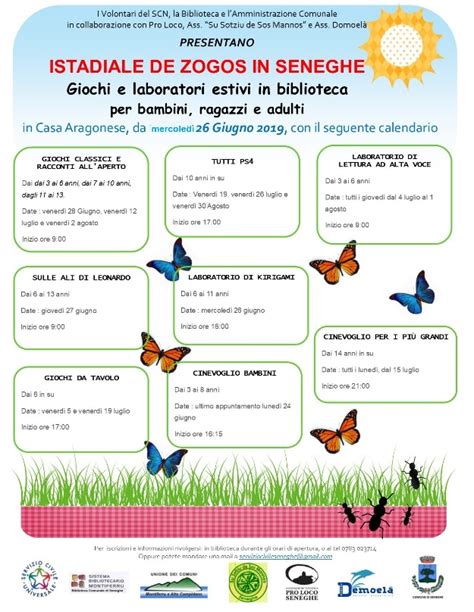 La Biblioteca Di Seneghe Presenta Il Programma Delle Attivit Estive