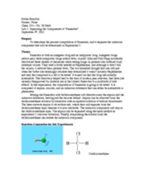 Chem Separating The Components Of Ldquo Panacetin Rdquo Lab Report