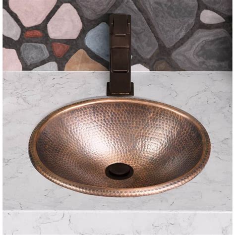 Monarch Abode In Hand Hammered Oval Drop In Bathroom Sink In Pure