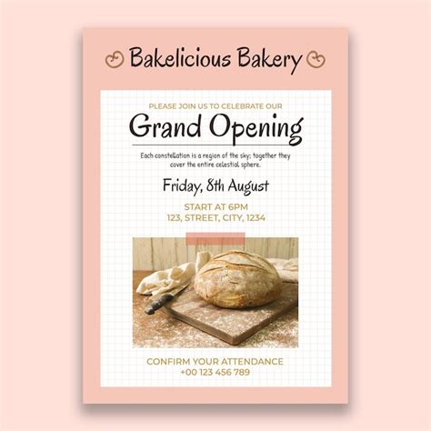 Free Vector Cute Bakelicious Bakery Opening Invitation Template