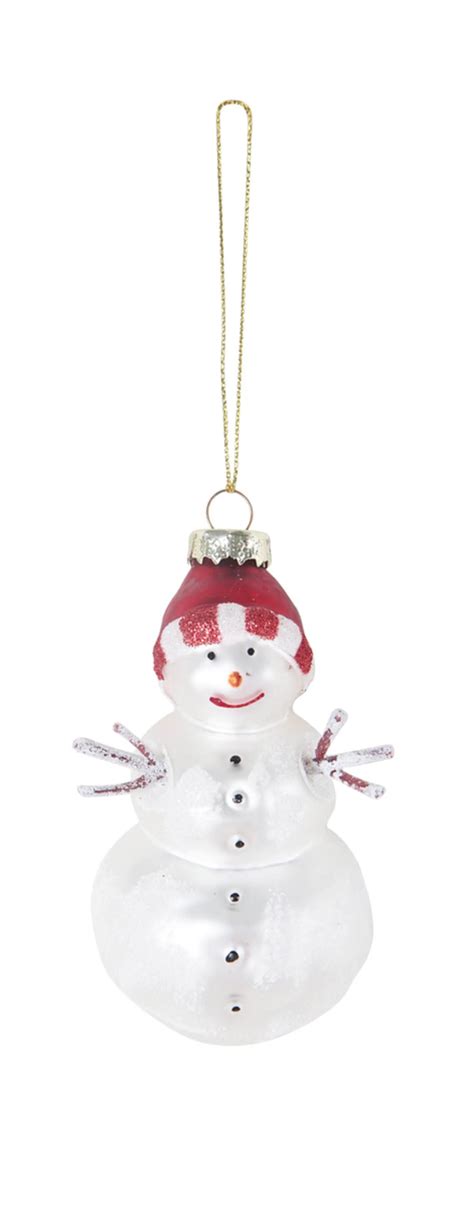 TrendLine Weihnachtskugel aus Glas Schneemann 11 x 6 3 cm weiß rot von