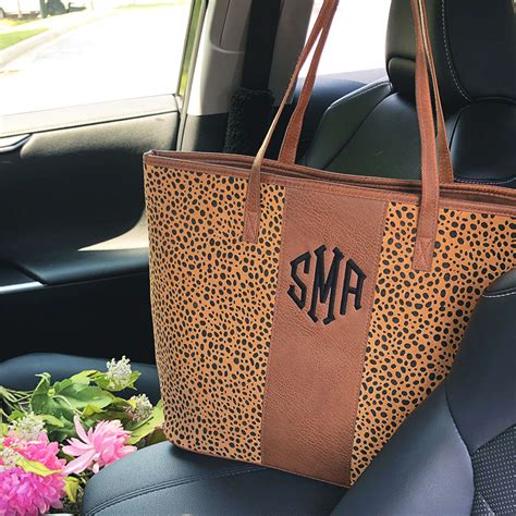 Monogrammed Leopard Print Tote Bag Marleylilly