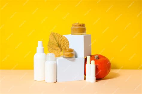 Premium Photo | Concept of different cosmetic products Pumpkin cosmetics