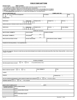 Police Complaint Form Fill Out And Sign Printable Pdf Template Signnow