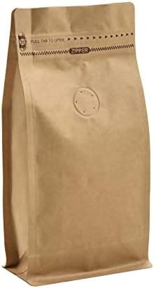 Amazon Kraft Paper Stand Up Coffee Bag Flat Bottom Pouch With Air