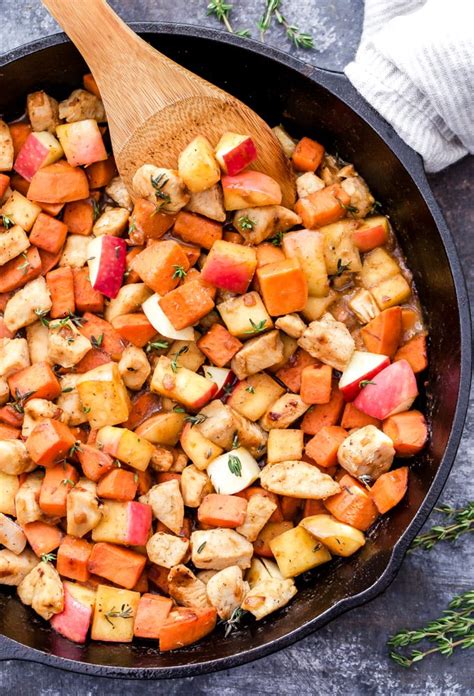 Maple Mustard Chicken Sweet Potato And Apple Skillet Recipe Runner