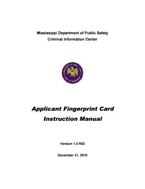 Fillable Online Applicant Fingerprint Card Instruction Manual