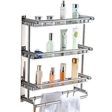 Bathroom Shelf Rack AIYoo Bathroom Shelves Towel Rack With Hooks 3 Tier