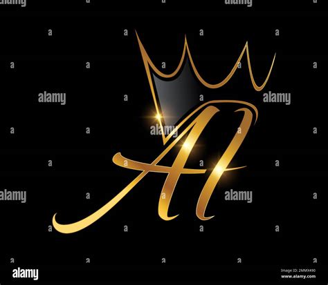 A Vector Illustration In Black Background Of Golden Crown Monogram Logo