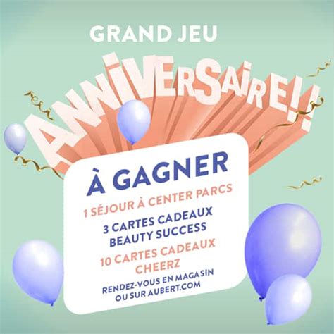 Jeu Aubert 1 séjour Center Parcs et 13 cartes cadeaux à gagner