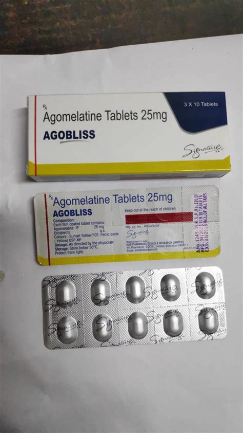 Agomelatine 25mg Tab Packaging Type Box Packaging Size 3 X 10