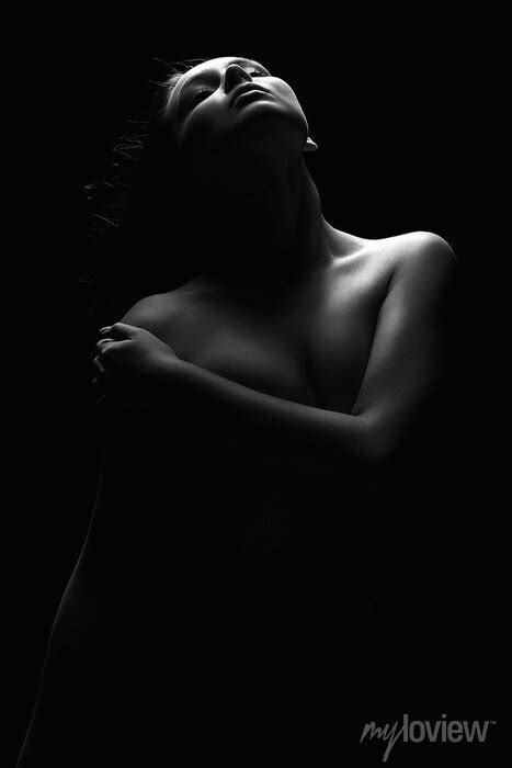 Nude Woman Female Silhouette Under Light In The Dark Wall Stickers Shadow Sexy Erotic