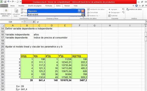 Excel 2010 Regresión Lineal Simple Recta De Regresión Parte 1 Youtube