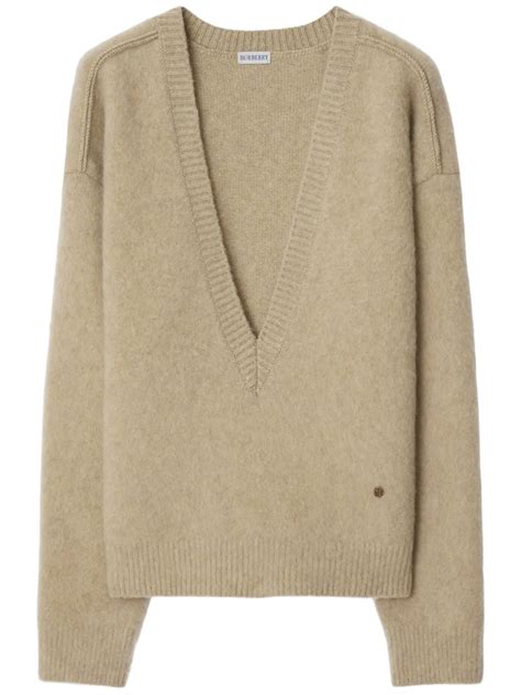 Burberry Pullover Mit Tiefem V Ausschnitt Nude FARFETCH DE