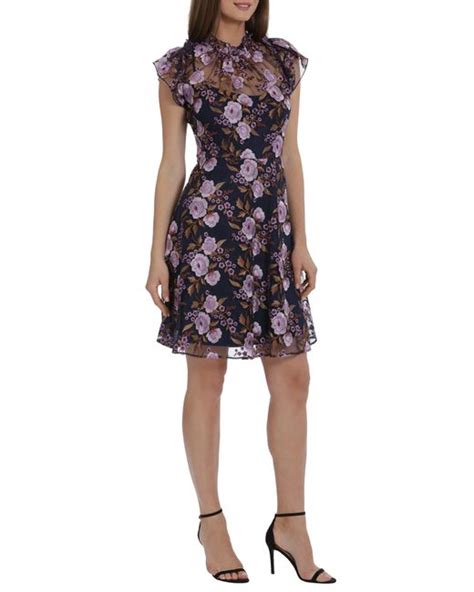 Maggy London Floral Embroidery Fit And Flare Dress Lyst