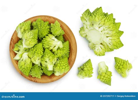 Romanesco Broccoli Cabbage Or Roman Cauliflower Isolated On White