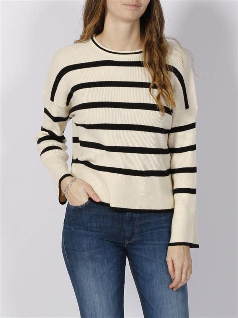 Pull Ray Libi Blanc Noir Femme Only Wimod