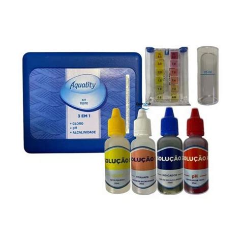 Kit Teste 3 Em 1 Ph Cloro Alcalinidade MACK SOLUTION Limpeza De Piscina