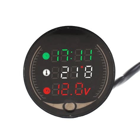 Motorcycle LED Digital Voltmeter Clock Meter Thermometer Display