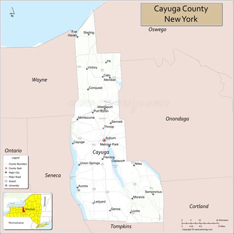 Map Of Cayuga County New York Where Is Located Cities Population