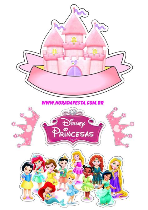 Princesas Disney Festa Personalizada Topo De Bolo Png Princesas