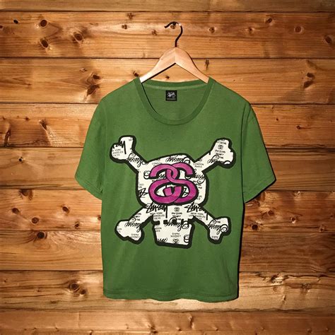 Stüssy Link Logo Skull And Crossbones T Shirt Hereswear