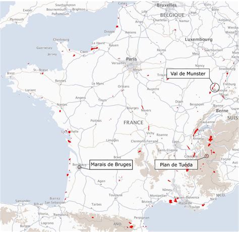 Map representing the current natural nature reserves (NNRs) in France ...