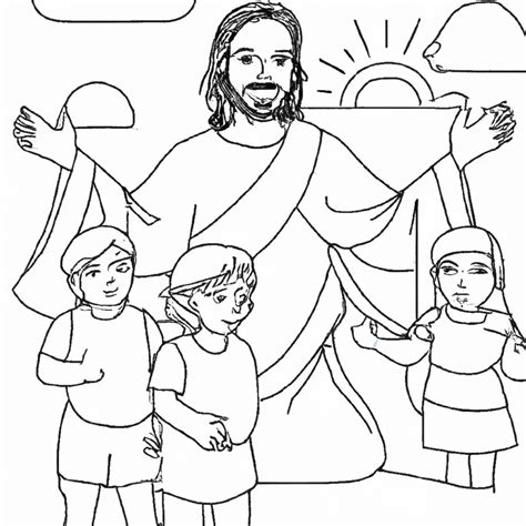 Jesus e as Crianças Desenhos para Imprimir e Colorir