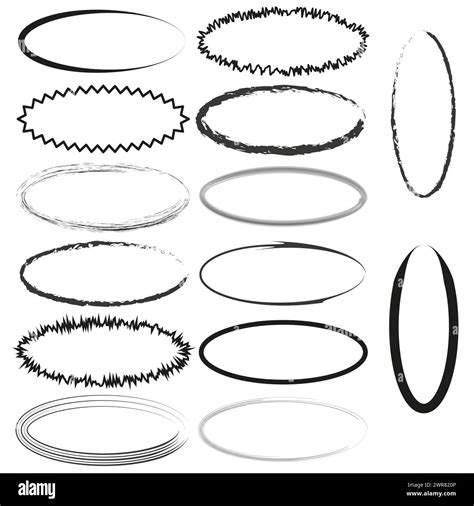 Collection Of Various Black Oval Frames And Borders Vector Illustration Eps 10 Stock Vector