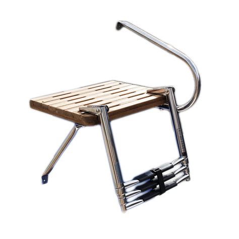 Marine City Stainless Steel 3 Step O B Swim Teak Platform Ladder Teles