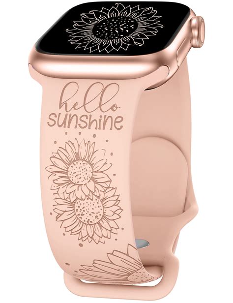 Toyouths Sunflower Engraved Band Compatible With Apple Watch Bands Mm